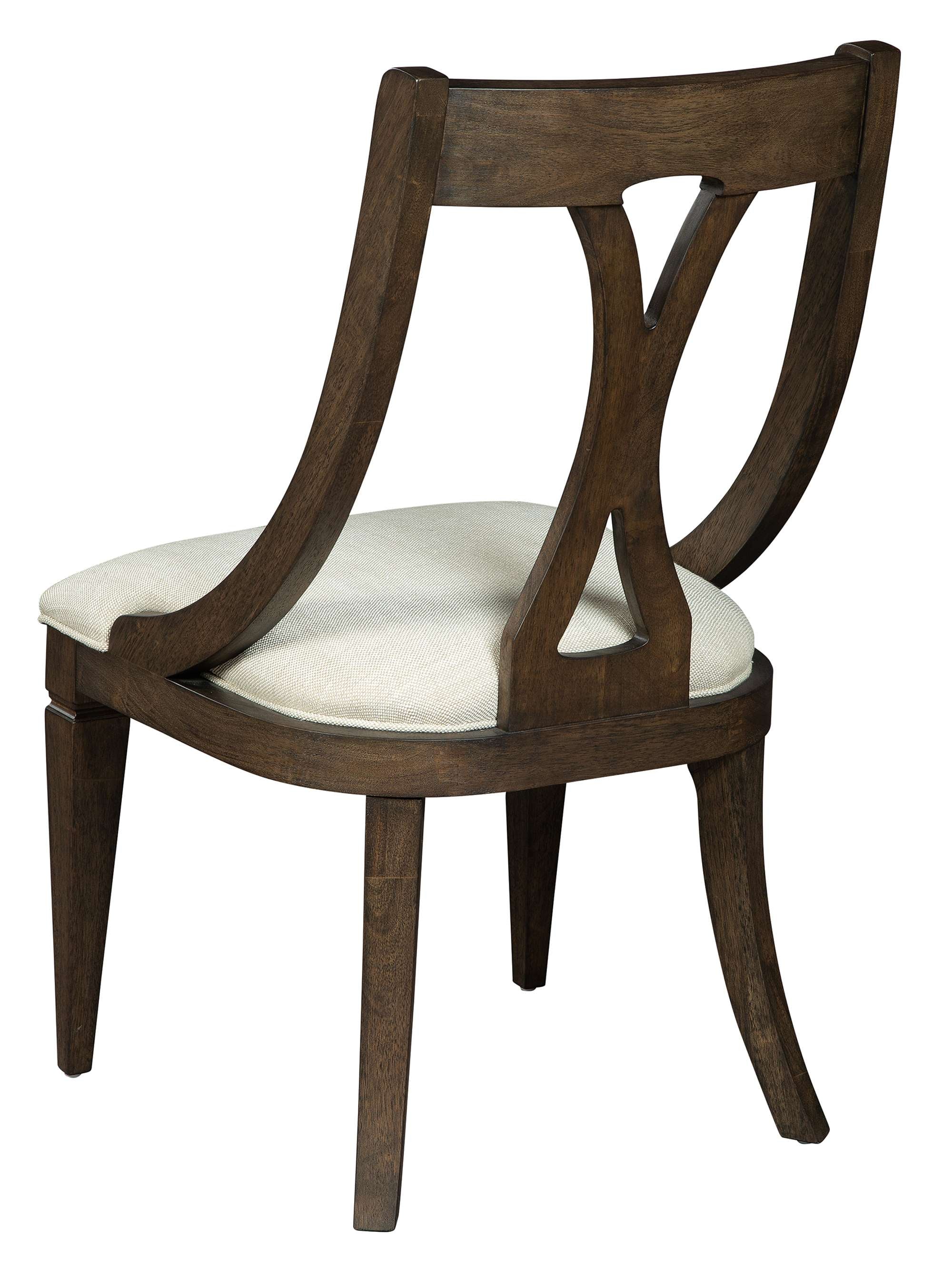 Linwood Sling dining chair with mindi solid wood and veneer frame, Linwood finish, and heavyweight linen upholstered seat