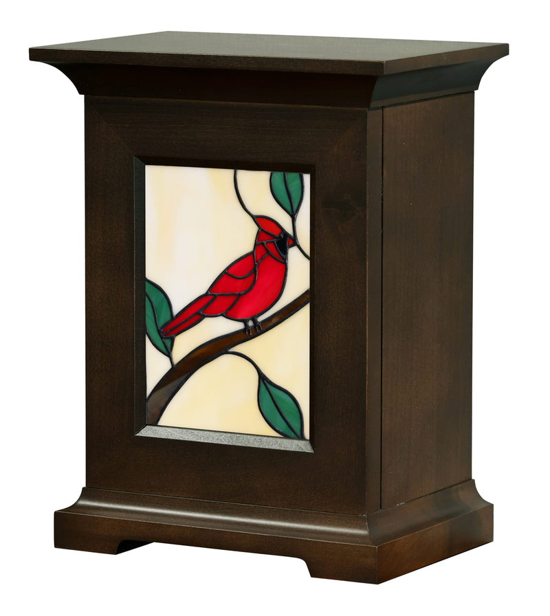 800252 Transitions Urn with Cardinal Stained Glass Insert