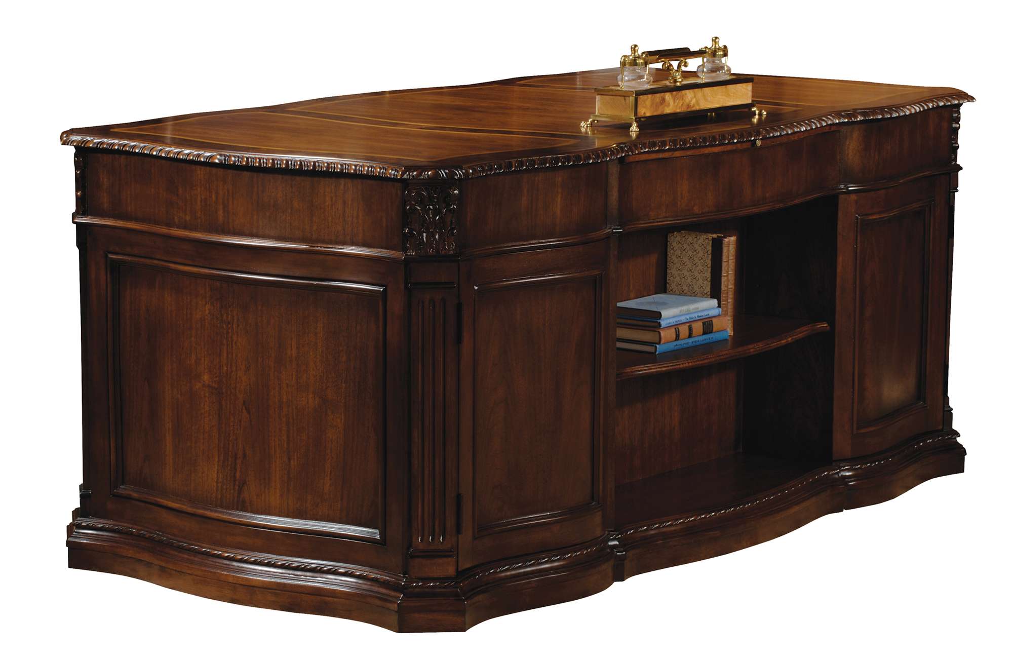 Old World Walnut Burl Executive Desk