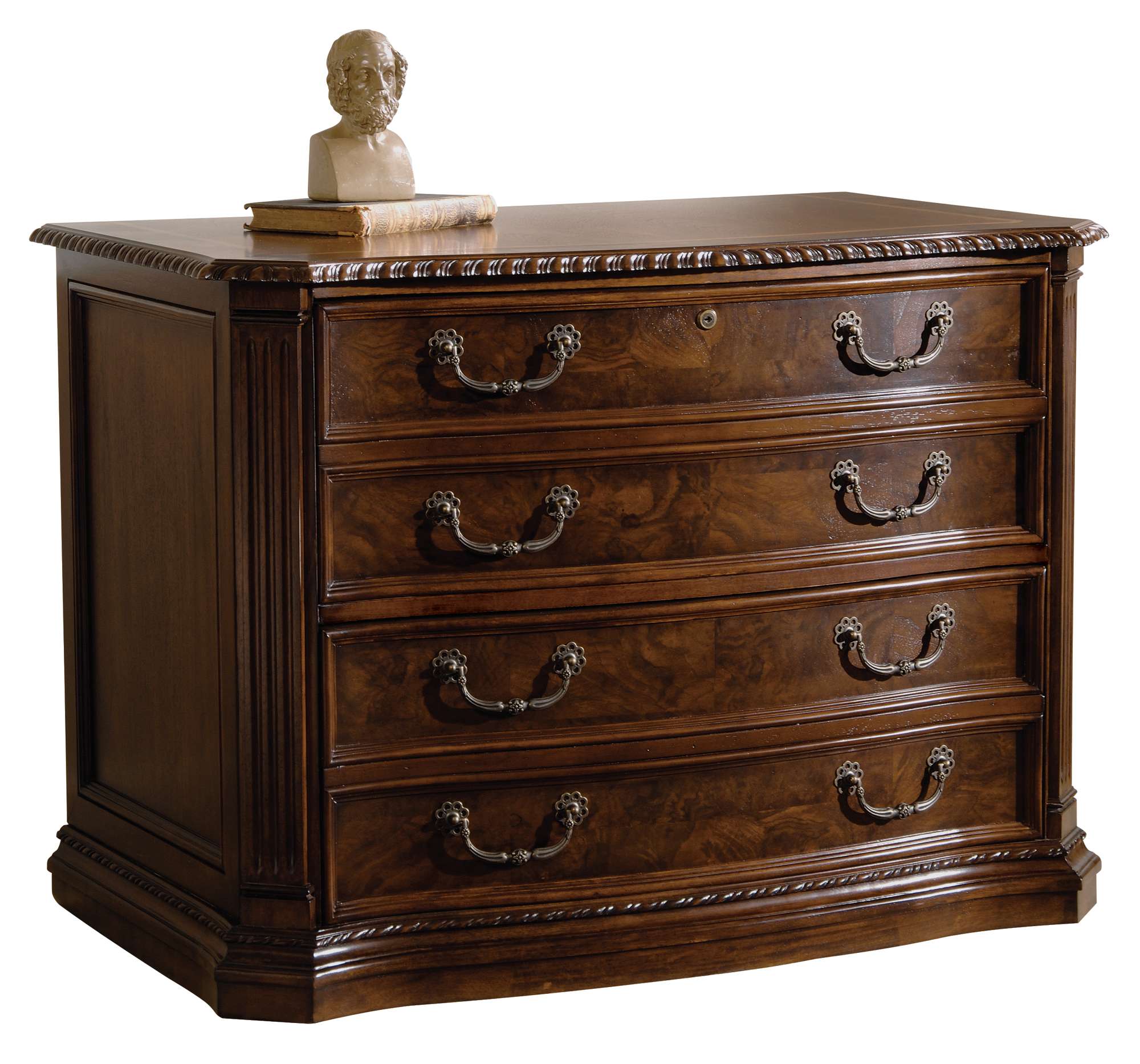 Old World Walnut Burl Executive File Cabinet