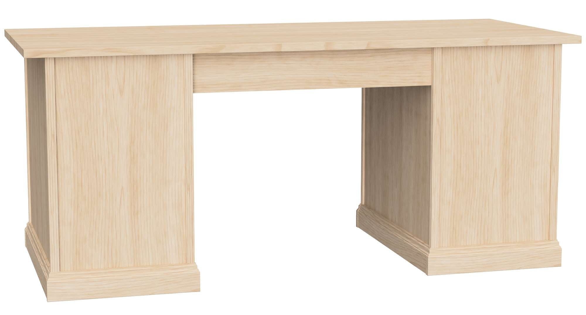 Custom Office Desk in ivory oak finish with fluted column case and metal drawer glides, select hardwood and veneer construction